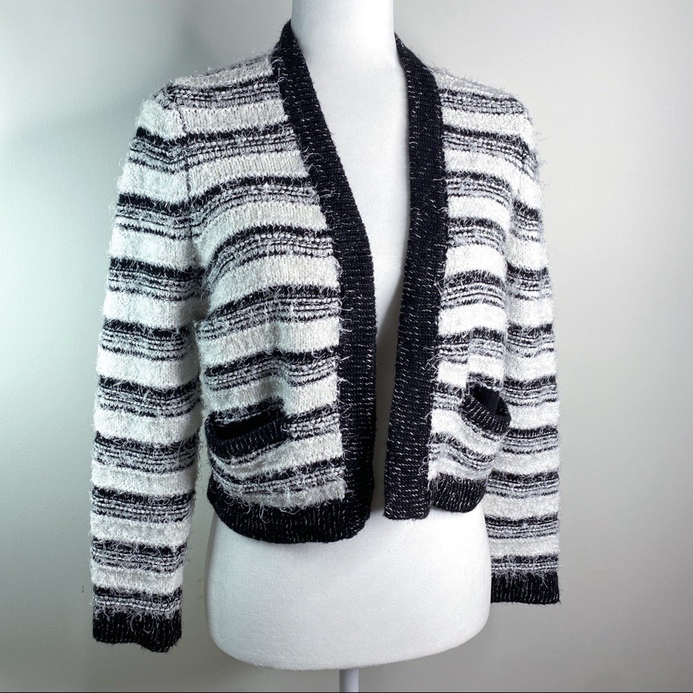Calvin Klein Plush Black & White Cardigan Sz S/M